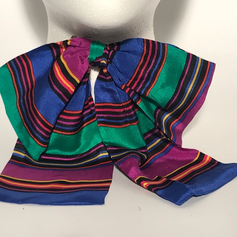 80s Vintage Silk Liz Claiborne Bow Tie Neck Scarf